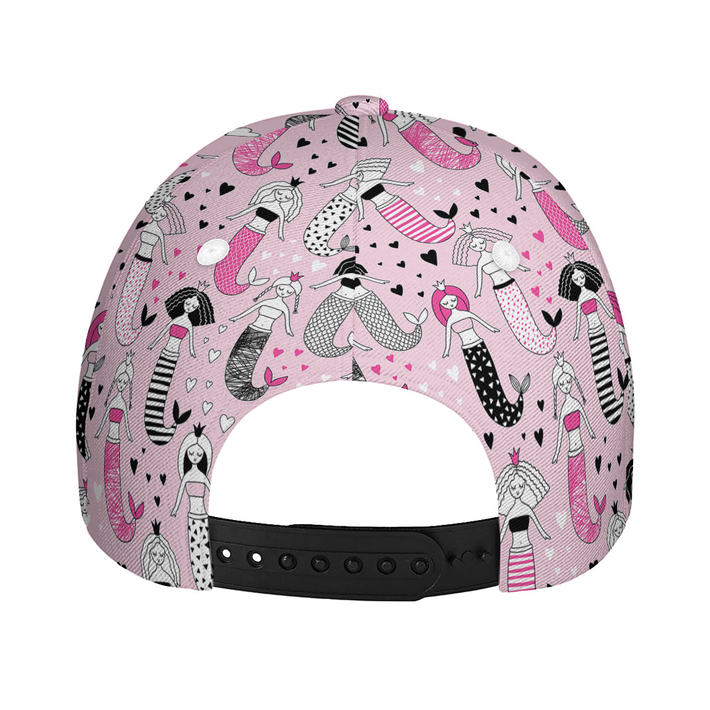 Pink Girly Mermaid Pattern Print Baseball Cap