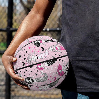 Pink Girly Mermaid Pattern Print Basketball
