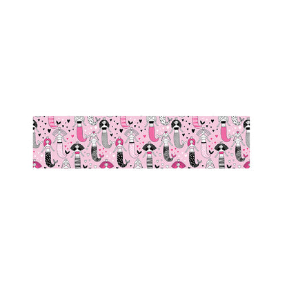 Pink Girly Mermaid Pattern Print Bed Runner