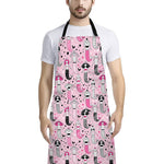 Pink Girly Mermaid Pattern Print Bib Apron With Pocket