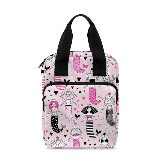 Pink Girly Mermaid Pattern Print Bible Tote Bag