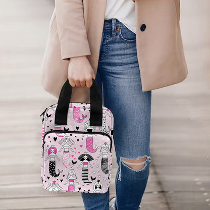 Pink Girly Mermaid Pattern Print Bible Tote Bag