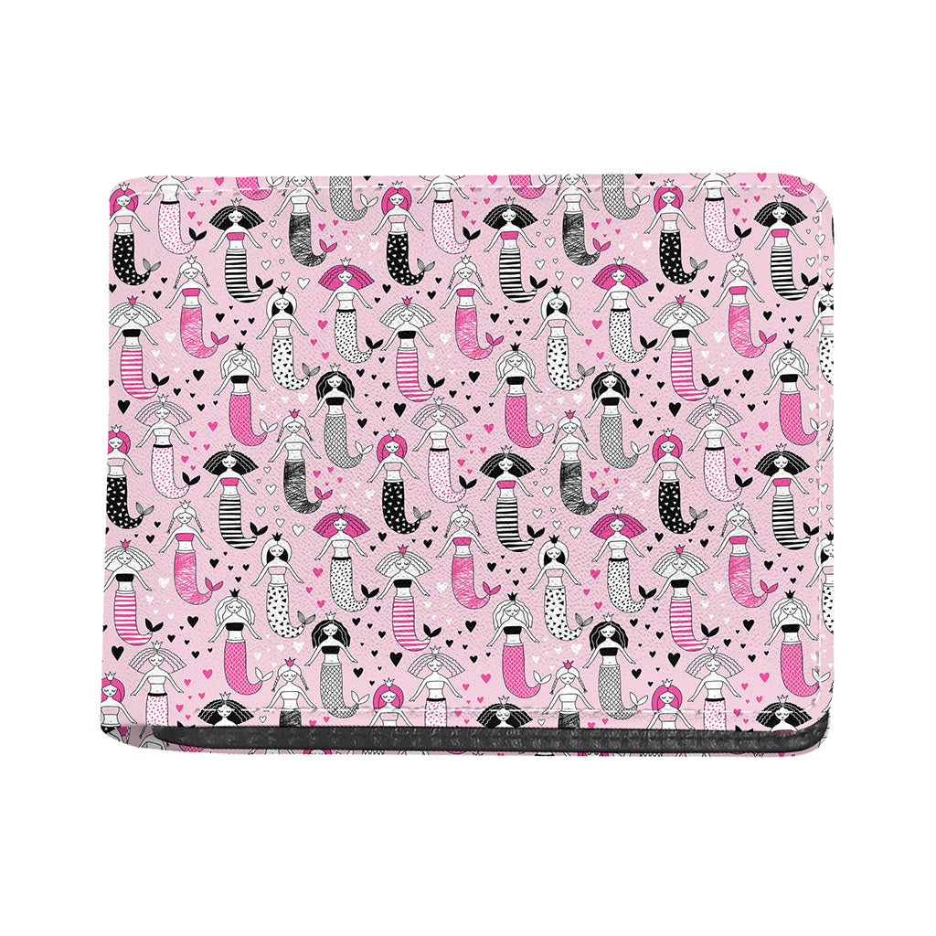 Pink Girly Mermaid Pattern Print Bifold Wallet