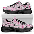 Pink Girly Mermaid Pattern Print Black Chunky Shoes