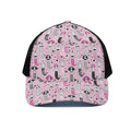 Pink Girly Mermaid Pattern Print Black Mesh Trucker Hat