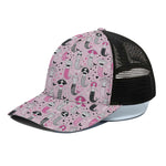 Pink Girly Mermaid Pattern Print Black Mesh Trucker Cap