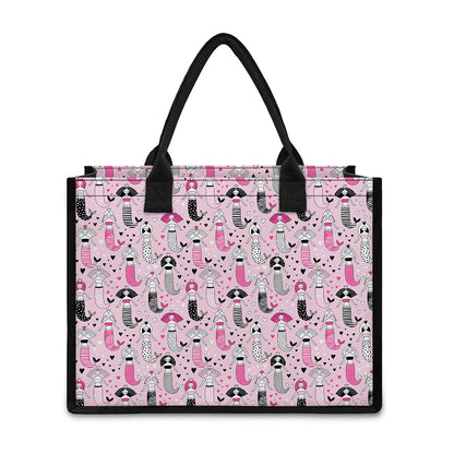 Pink Girly Mermaid Pattern Print Canvas Tote Bag