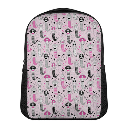 Pink Girly Mermaid Pattern Print Casual Backpack