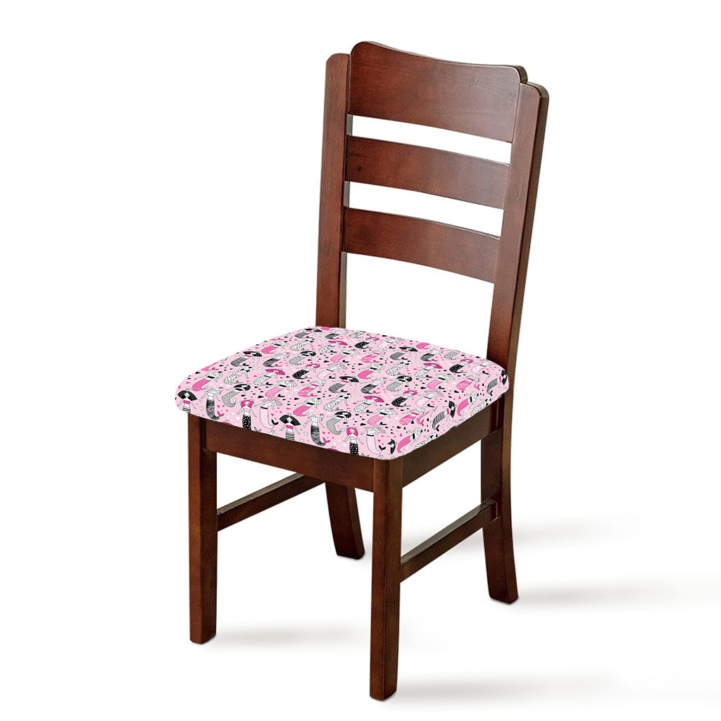 Pink Girly Mermaid Pattern Print Chair Cushion Cover