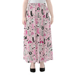 Pink Girly Mermaid Pattern Print Chiffon Maxi Skirt