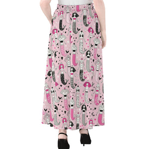 Pink Girly Mermaid Pattern Print Chiffon Maxi Skirt