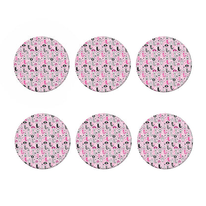 Pink Girly Mermaid Pattern Print Coaster Set