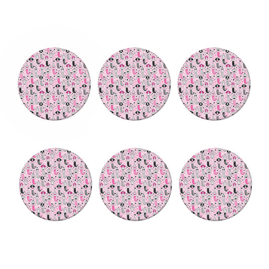 Pink Girly Mermaid Pattern Print Coaster Set
