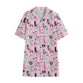Pink Girly Mermaid Pattern Print Cotton Hawaiian Shirt