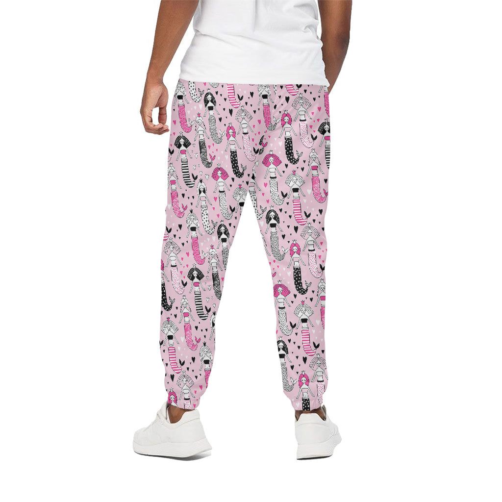Pink Girly Mermaid Pattern Print Cotton Pants