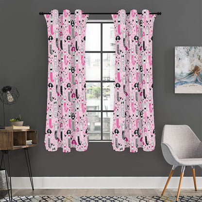 Pink Girly Mermaid Pattern Print Curtain