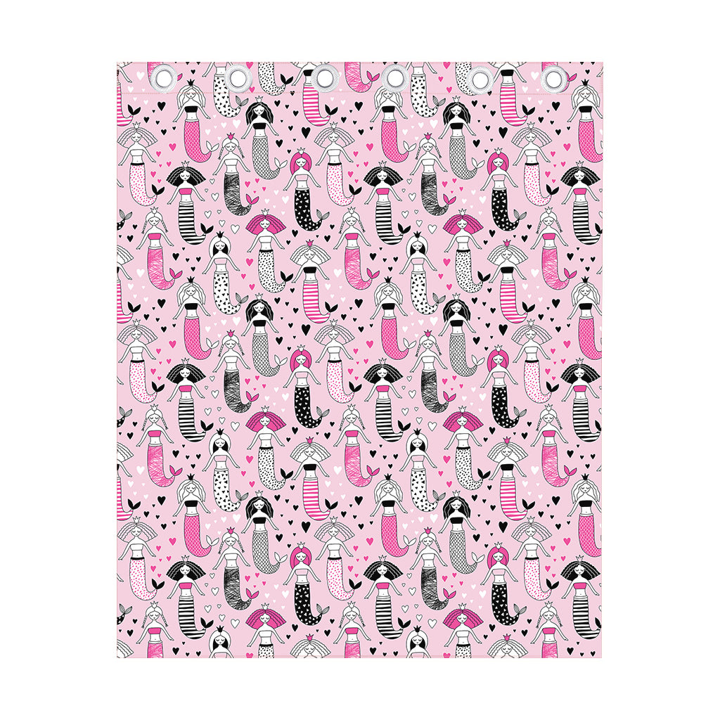 Pink Girly Mermaid Pattern Print Curtain