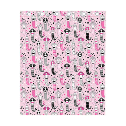 Pink Girly Mermaid Pattern Print Curtain