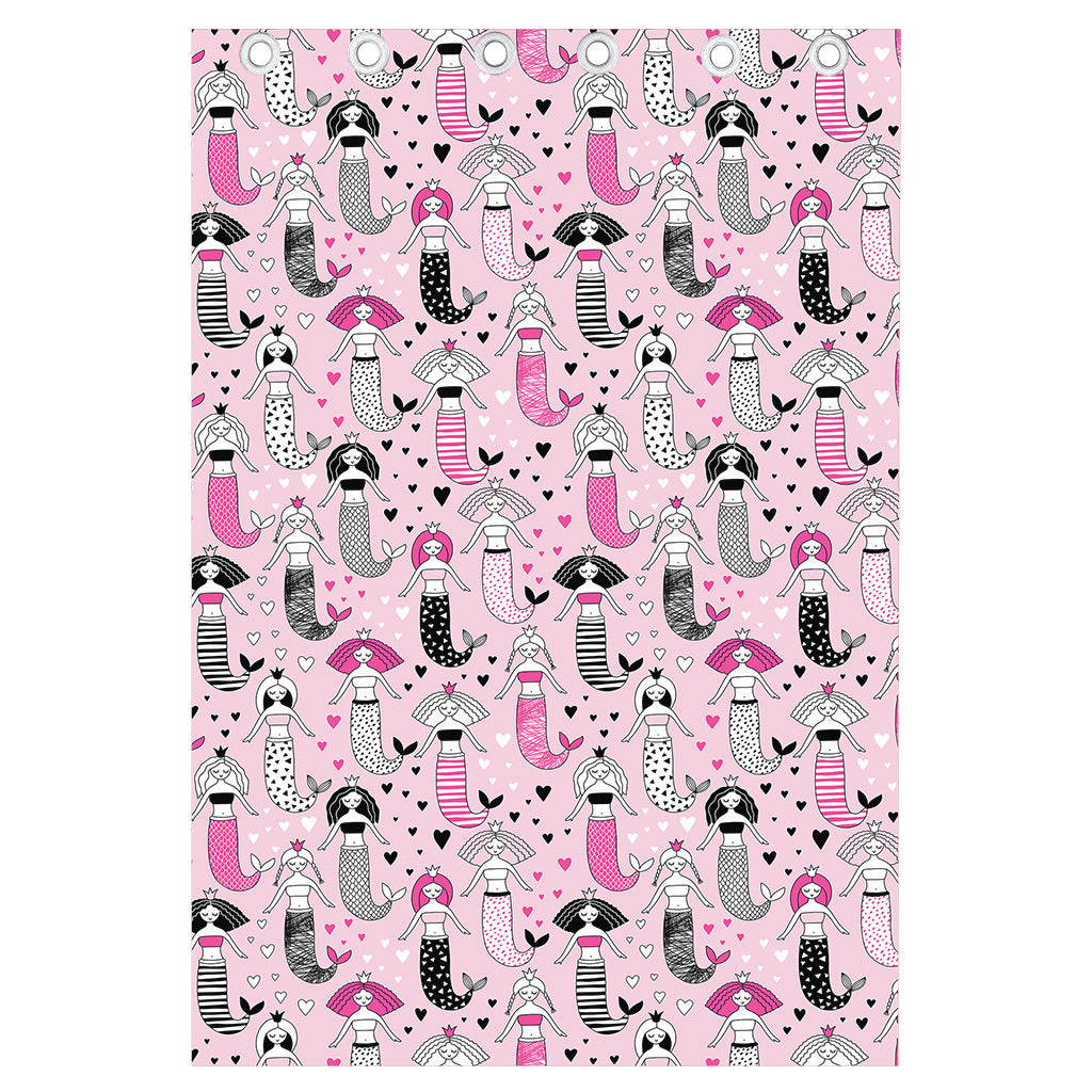 Pink Girly Mermaid Pattern Print Curtain