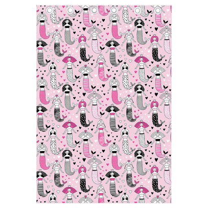 Pink Girly Mermaid Pattern Print Curtain