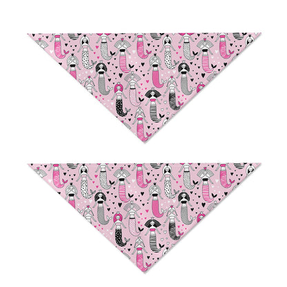 Pink Girly Mermaid Pattern Print Dog Bandana