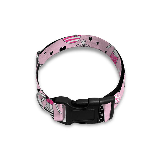 Pink Girly Mermaid Pattern Print Dog Collar
