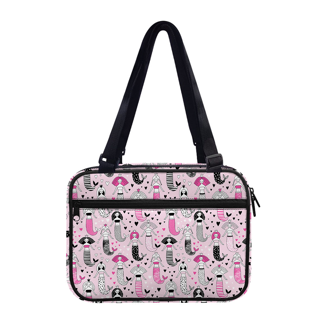 Pink Girly Mermaid Pattern Print Double Strap Bible Bag