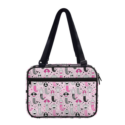 Pink Girly Mermaid Pattern Print Double Strap Bible Bag