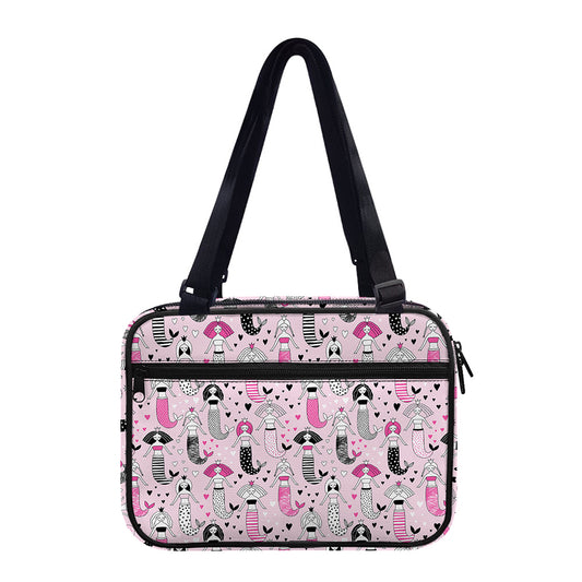 Pink Girly Mermaid Pattern Print Double Strap Bible Bag