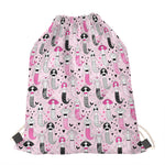 Pink Girly Mermaid Pattern Print Drawstring Bag