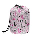 Pink Girly Mermaid Pattern Print Drawstring Makeup Bag