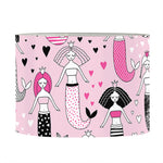 Pink Girly Mermaid Pattern Print Drum Lamp Shade
