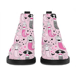 Pink Girly Mermaid Pattern Print Flat Ankle Boots