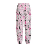 Pink Girly Mermaid Pattern Print Fleece Lined Knit Pants