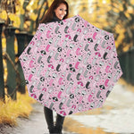 Pink Girly Mermaid Pattern Print Foldable Umbrella