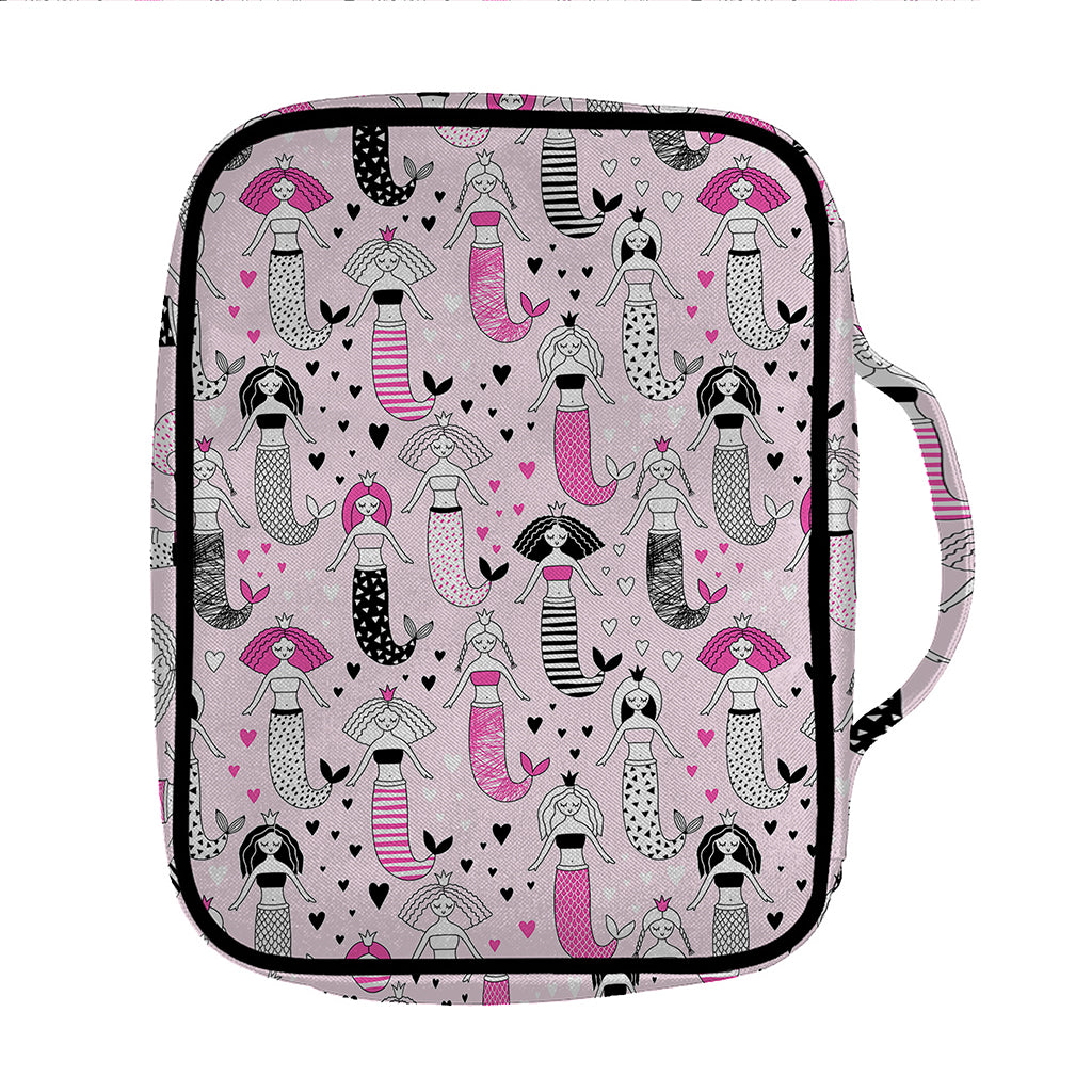 Pink Girly Mermaid Pattern Print Front Pocket Bible Bag