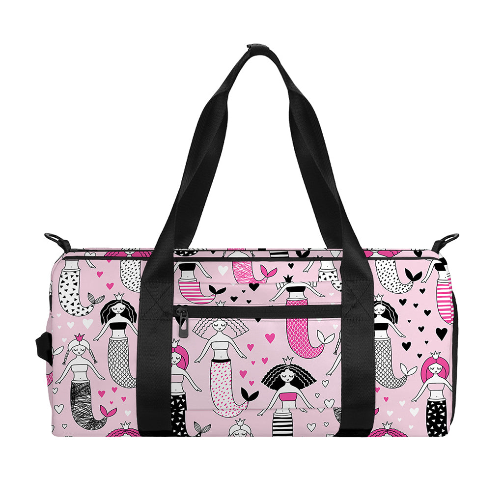 Pink Girly Mermaid Pattern Print Gym Bag