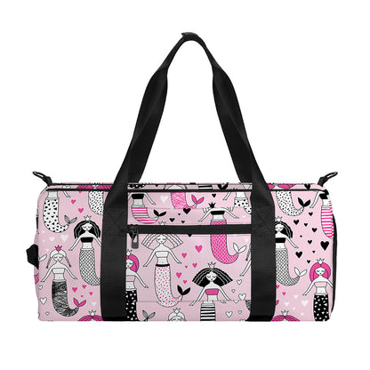 Pink Girly Mermaid Pattern Print Gym Bag