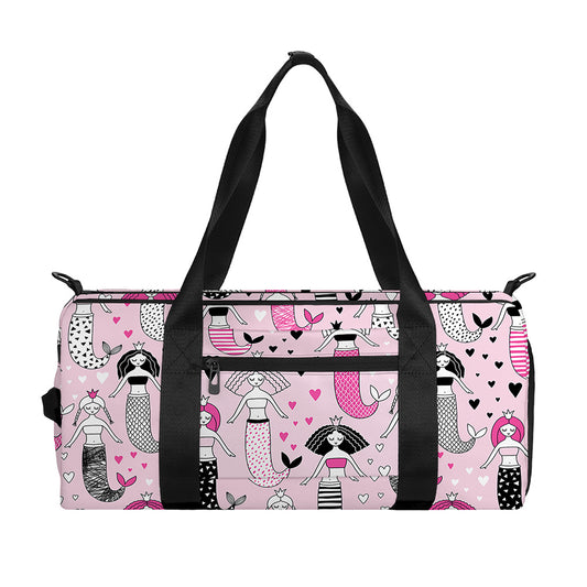 Pink Girly Mermaid Pattern Print Gym Bag