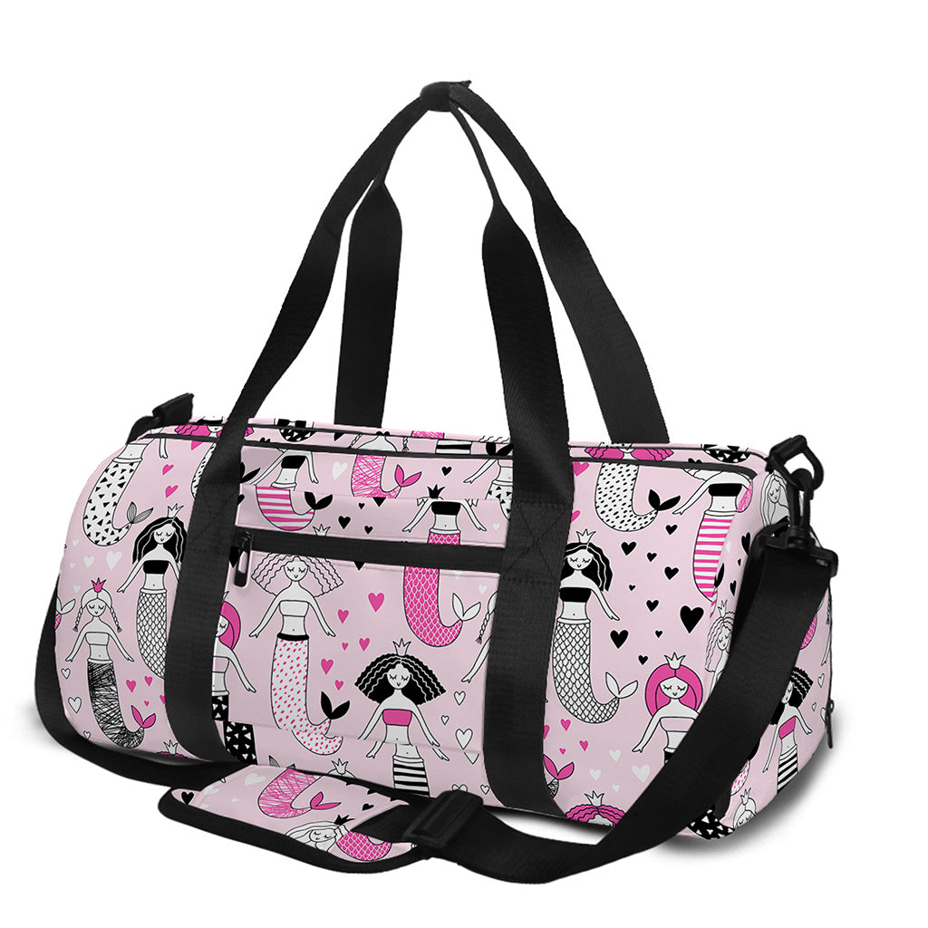 Pink Girly Mermaid Pattern Print Gym Bag