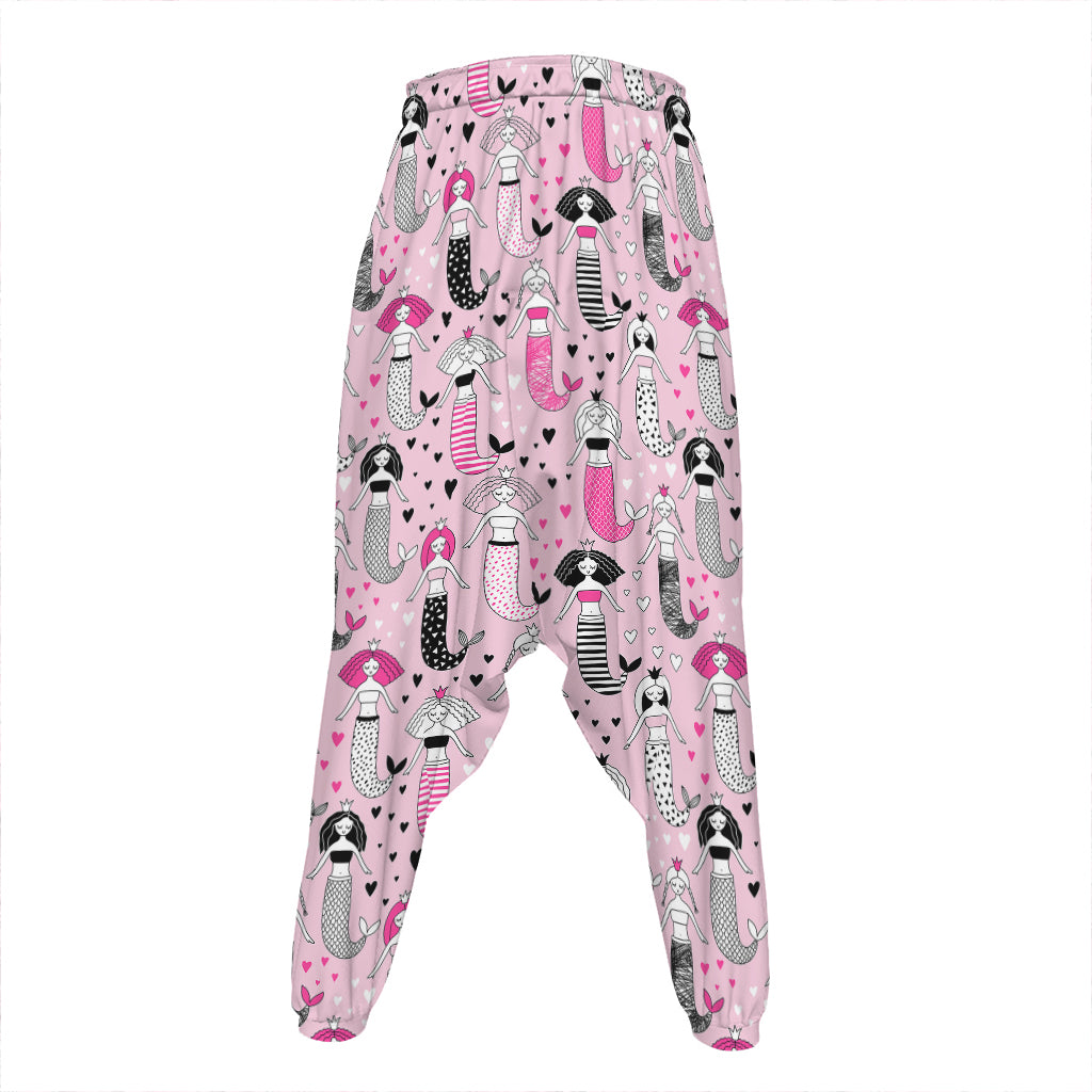Pink Girly Mermaid Pattern Print Hammer Pants
