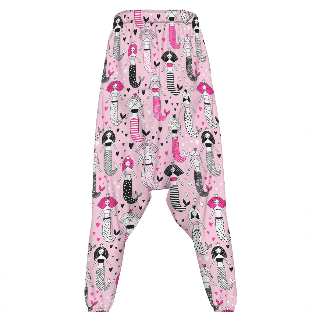 Pink Girly Mermaid Pattern Print Hammer Pants