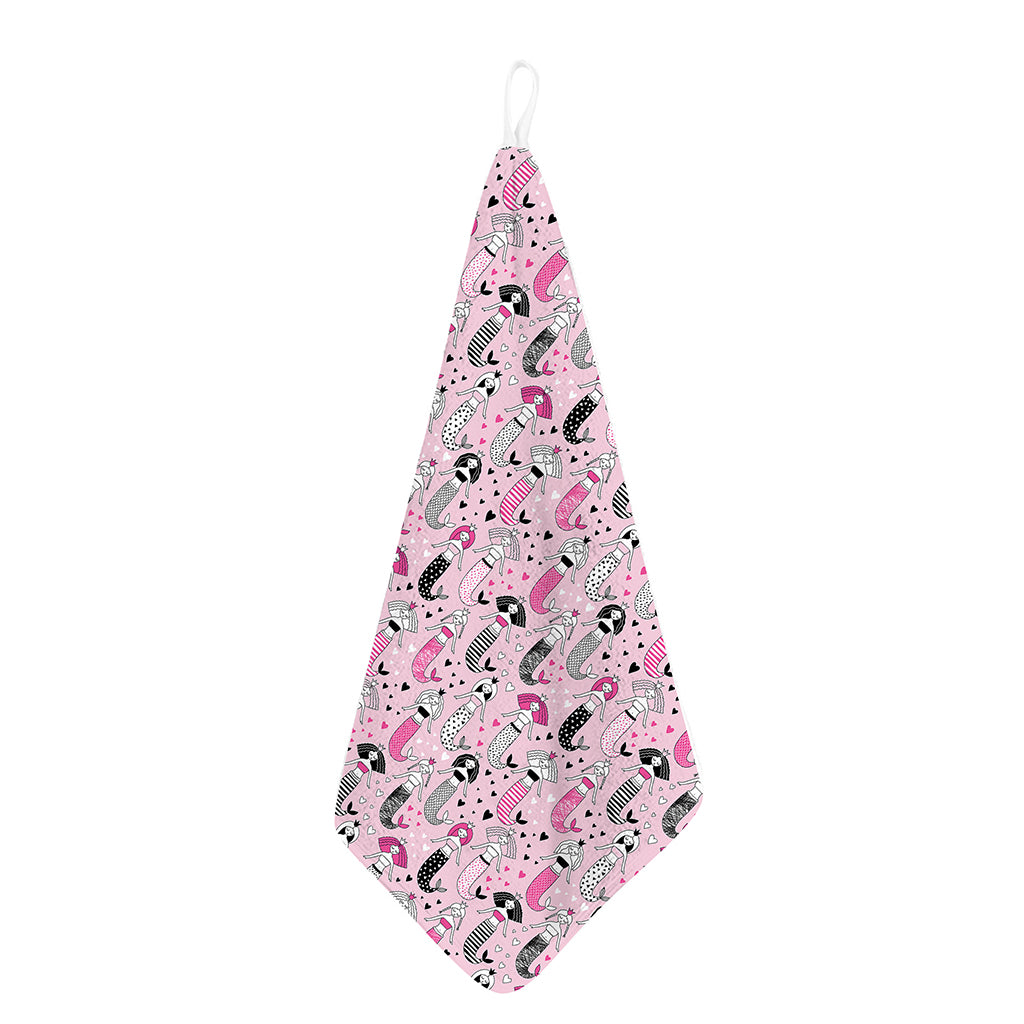 Pink Girly Mermaid Pattern Print Hand Towel