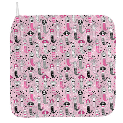 Pink Girly Mermaid Pattern Print Hand Towel