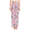 Pink Girly Mermaid Pattern Print High Slit Maxi Skirt