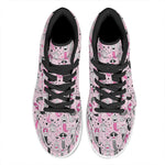 Pink Girly Mermaid Pattern Print High Top Leather Sneakers
