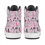 Pink Girly Mermaid Pattern Print High Top Leather Sneakers