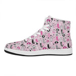 Pink Girly Mermaid Pattern Print High Top Leather Sneakers