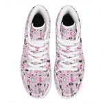 Pink Girly Mermaid Pattern Print High Top Leather Sneakers