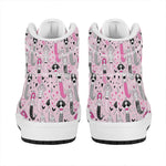 Pink Girly Mermaid Pattern Print High Top Leather Sneakers